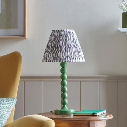 Higgledy And Ripple 25cm Pearl Grey Shade Table Lamp With Gloss Cotswold Green Base