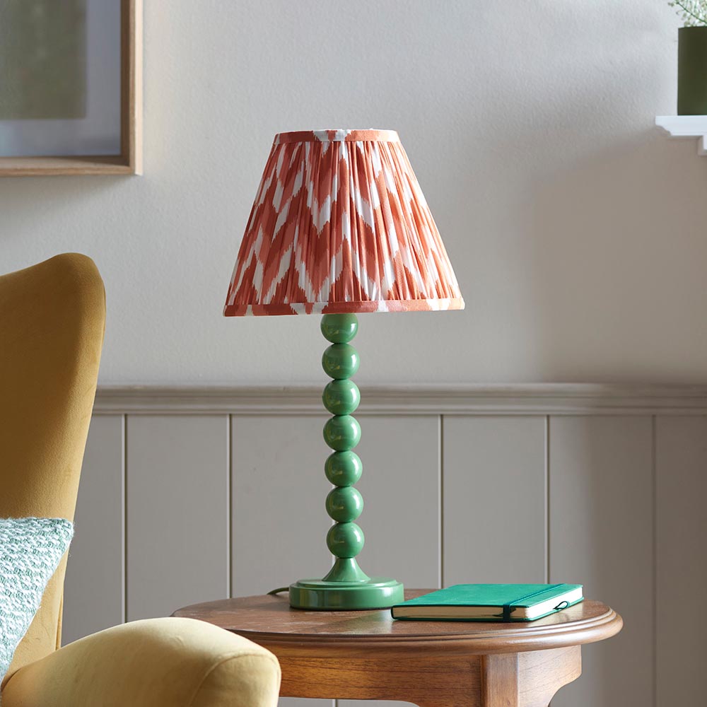Higgledy And Zigzag 25cm Apricot Orange Shade Table Lamp With Gloss Cotswold Green Base