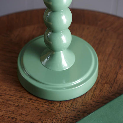 Higgledy And Ikat 25cm Neutral Shade Table Lamp With High Gloss Cotswold Green Base