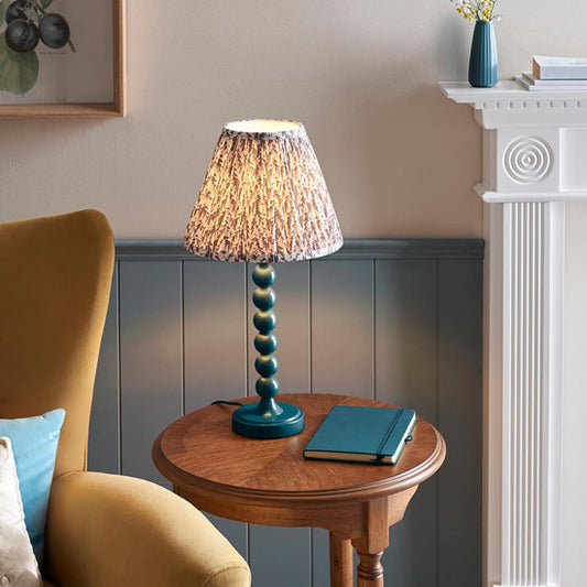 Higgledy And Leaf 25cm Pearl Grey Shade Table Lamp With High Gloss Marlin Blue Base