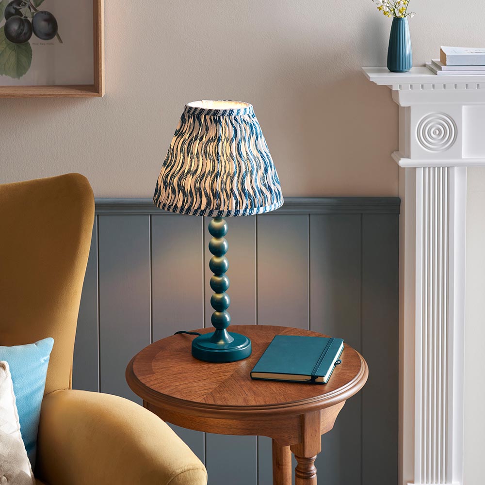 Higgledy And Ripple 25cm Marlin Blue Shade Table Lamp With Gloss Marlin Blue Base