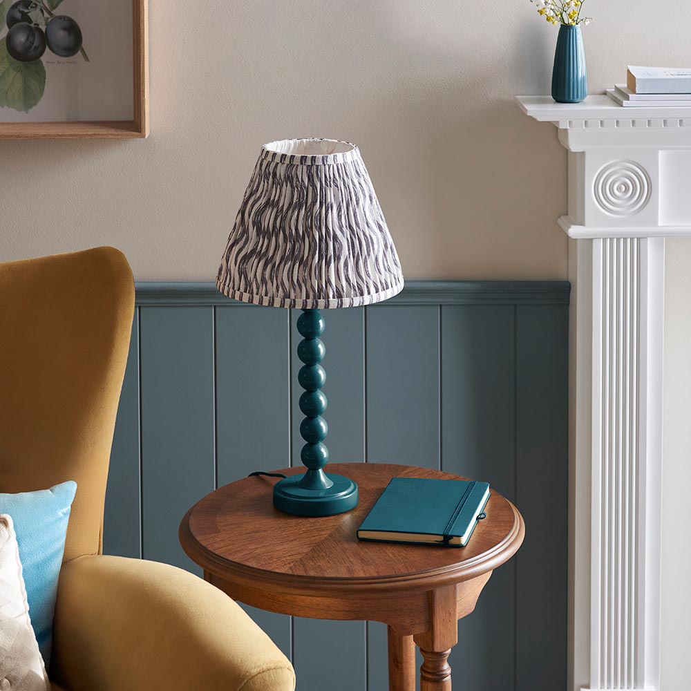 Higgledy And Ripple 25cm Pearl Grey Shade Table Lamp With Gloss Marlin Blue Base