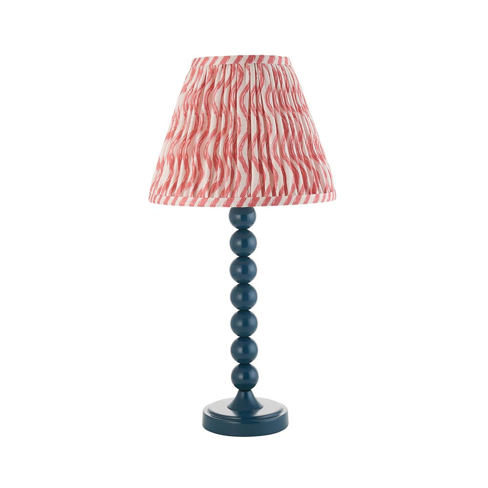 Higgledy And Ripple 25cm Coral Pink Shade Table Lamp With Gloss Marlin Blue Base