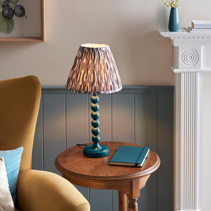 Higgledy And Ikat 25cm Pearl Grey Shade Table Lamp With High Gloss Marlin Blue Base
