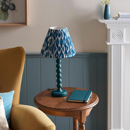 Higgledy And Ikat 25cm Marlin Blue Shade Table Lamp With High Gloss Marlin Blue Base