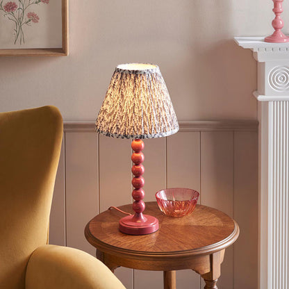 Higgledy And Leaf 25cm Pearl Grey Shade Table Lamp With High Gloss Pink Clay Base