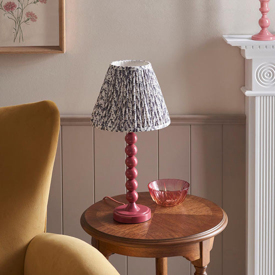 Higgledy And Leaf 25cm Pearl Grey Shade Table Lamp With High Gloss Pink Clay Base