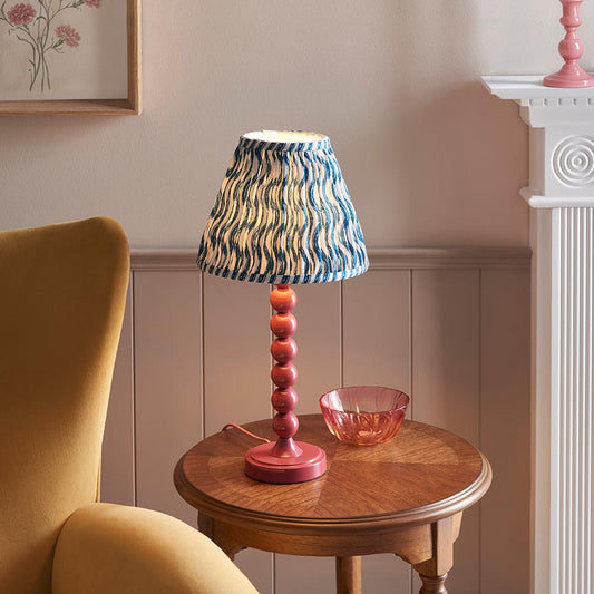 Higgledy And Ripple 25cm Marlin Blue Shade Table Lamp With Gloss Pink Clay Base