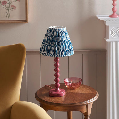 Higgledy And Ripple 25cm Marlin Blue Shade Table Lamp With Gloss Pink Clay Base