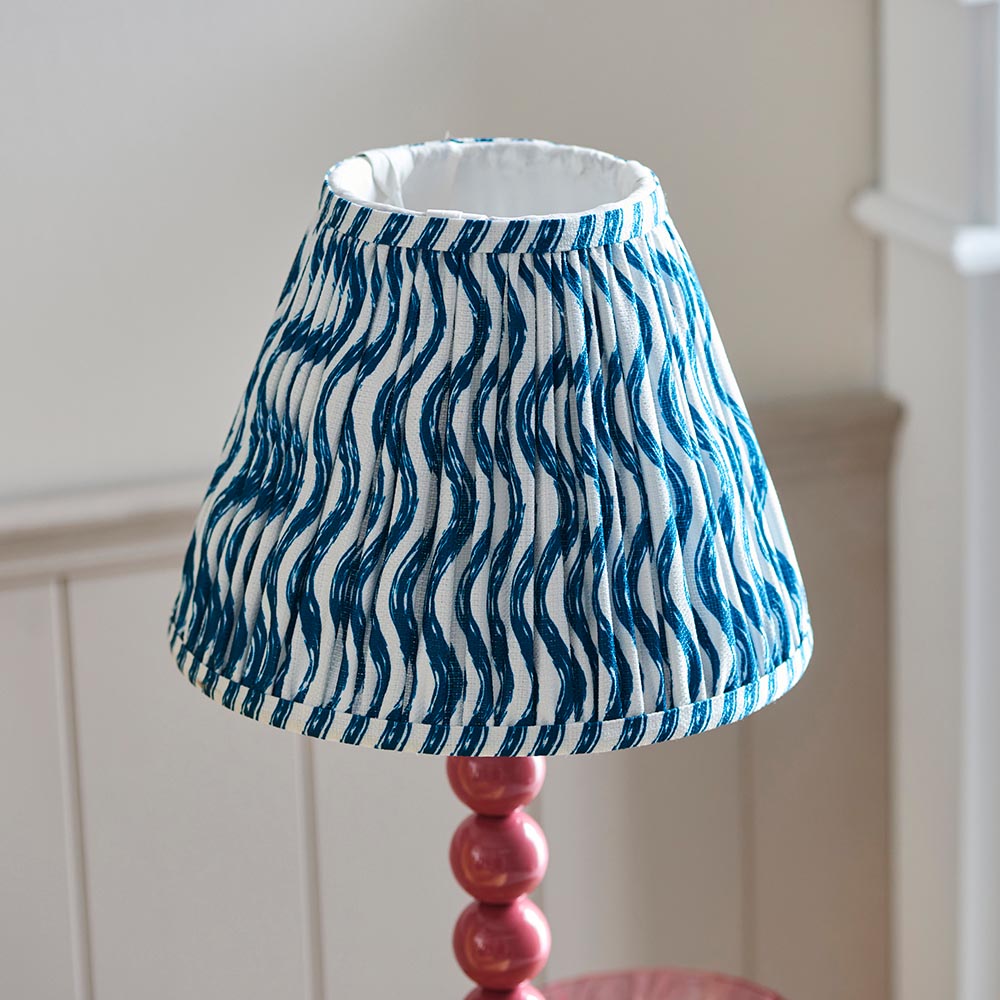 Higgledy And Ripple 25cm Marlin Blue Shade Table Lamp With Gloss Pink Clay Base