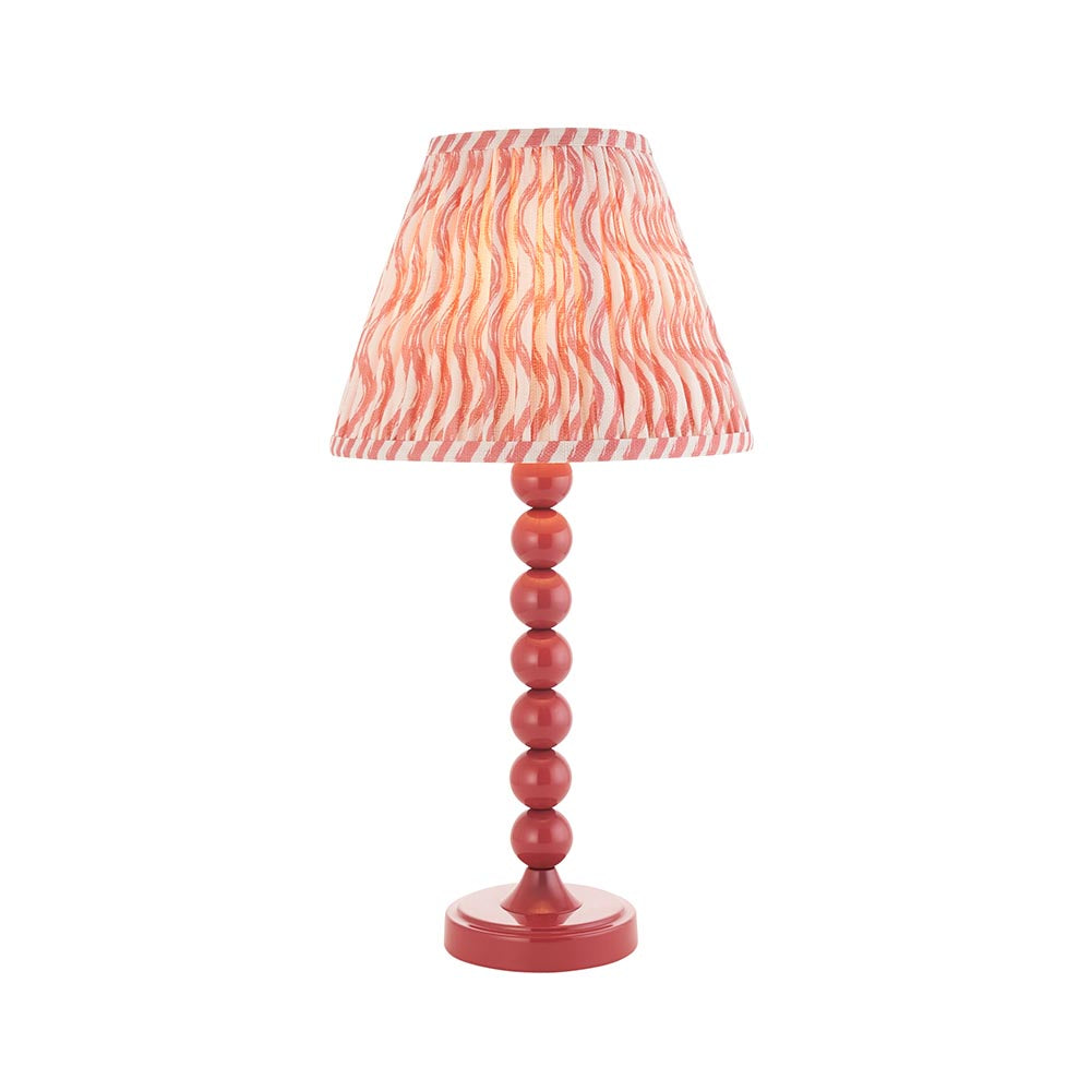 Higgledy And Ripple 25cm Coral Pink Shade Table Lamp With Gloss Pink Clay Base
