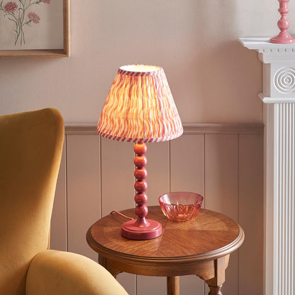 Higgledy And Ripple 25cm Coral Pink Shade Table Lamp With Gloss Pink Clay Base