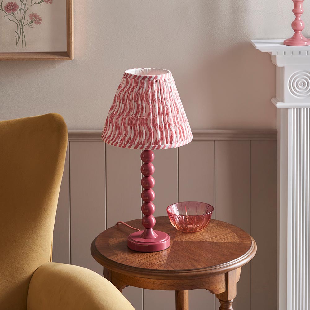 Higgledy And Ripple 25cm Coral Pink Shade Table Lamp With Gloss Pink Clay Base