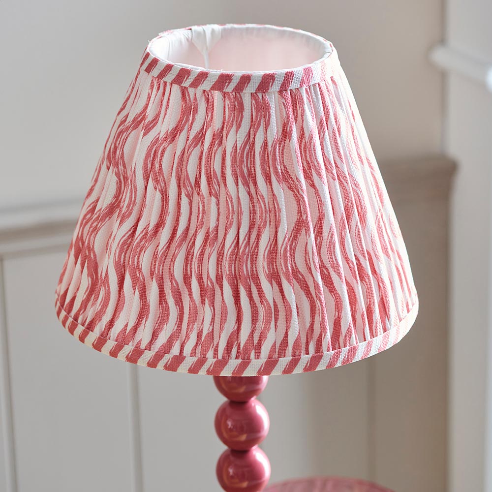 Higgledy And Ripple 25cm Coral Pink Shade Table Lamp With Gloss Pink Clay Base