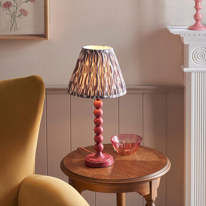 Higgledy And Ikat 25cm Pearl Grey Shade Table Lamp With High Gloss Pink Clay Base