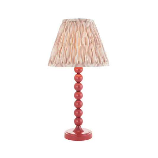 Higgledy And Ikat 25cm Neutral Shade Table Lamp With High Gloss Pink Clay Base