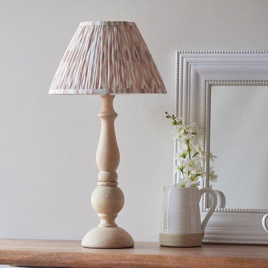 Hidcote And Ikat 30cm Neutral Shade Table Lamp With Country Classic Base