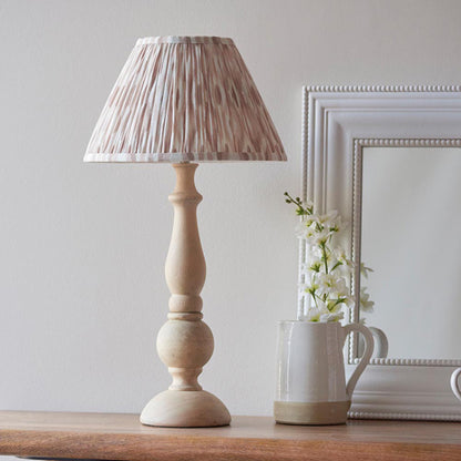 Hidcote And Ikat 30cm Neutral Shade Table Lamp With Country Classic Base