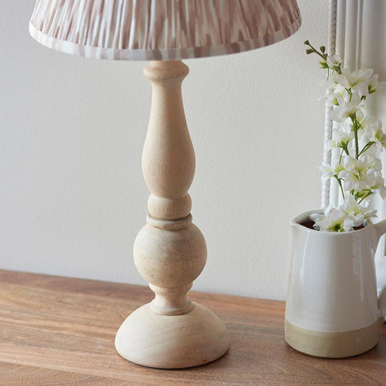 Hidcote And Ikat 30cm Neutral Shade Table Lamp With Country Classic Base