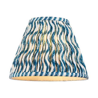 Burley Rechargeable And Ripple 25cm Marlin Blue Shade Floor Lamp In Brushed Aged Brass