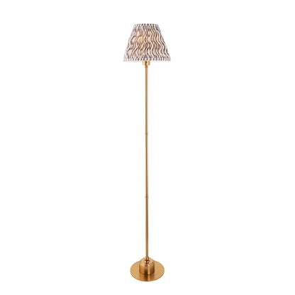 Burley Rechargeable And Ripple 25cm Pearl Grey Shade Floor Lamp In Brushed Aged Brass