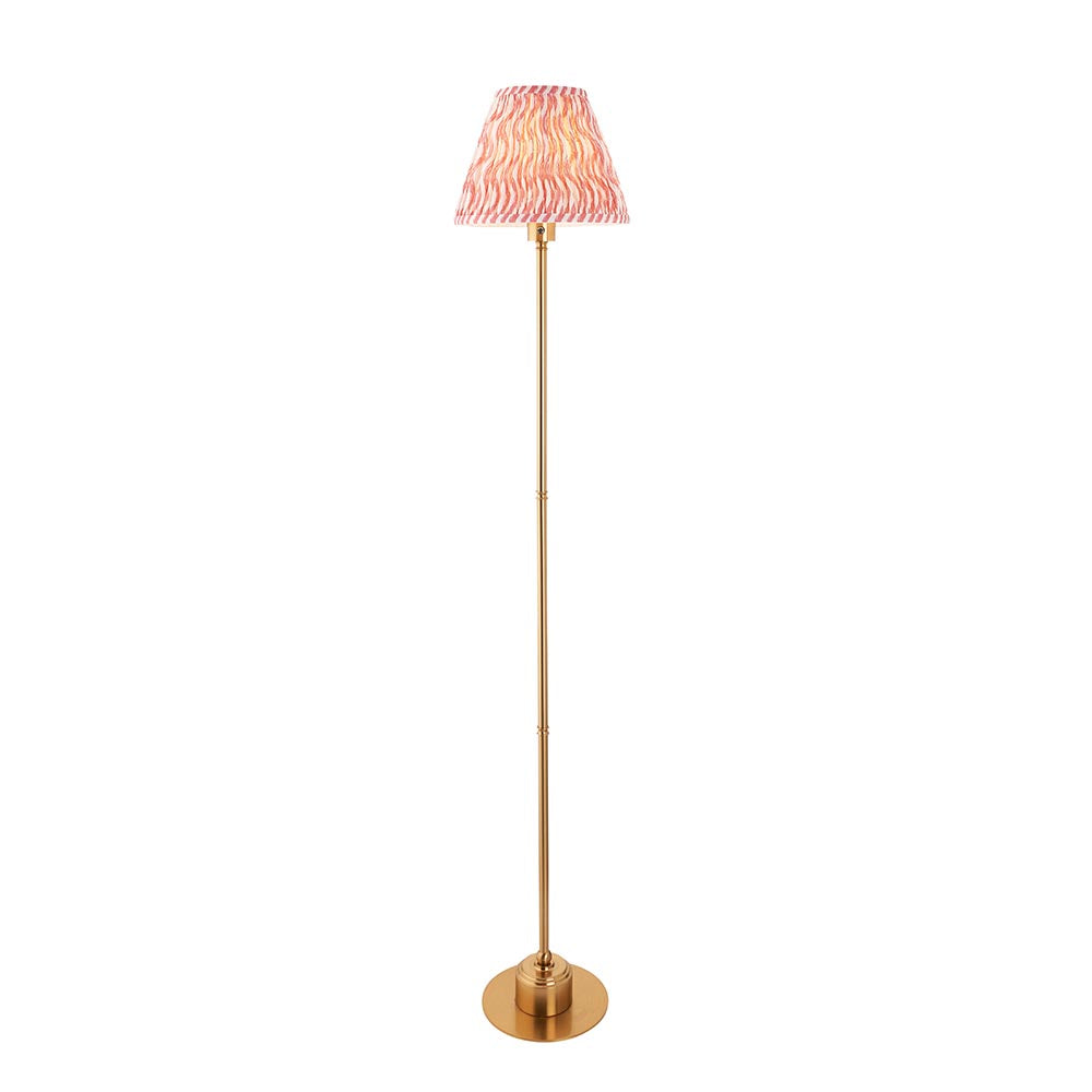 Burley Rechargeable And Ripple 25cm Coral Pink Shade Floor Lamp In Brushed Aged Brass