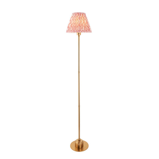Burley Rechargeable And Ripple 25cm Coral Pink Shade Floor Lamp In Brushed Aged Brass