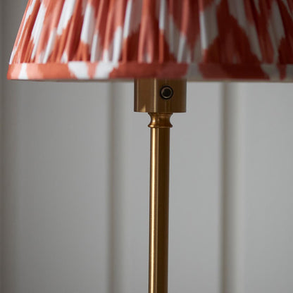 Burley Rechargeable And Zigzag 25cm Apricot Orange Shade Floor Lamp In Brushed Aged Brass