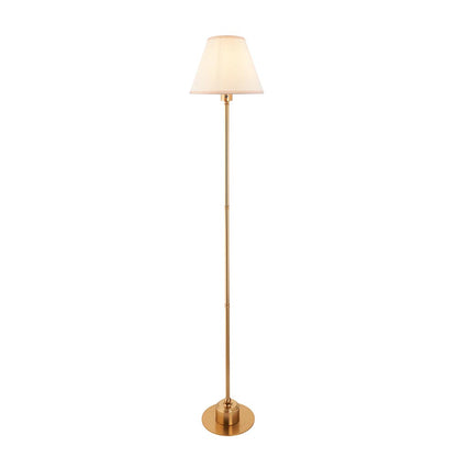 Burley Rechargeable And Ivy 25cm Vintage White Shade Floor Lamp In Brushed Aged Brass