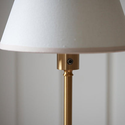 Burley Rechargeable And Ivy 25cm Vintage White Shade Floor Lamp In Brushed Aged Brass