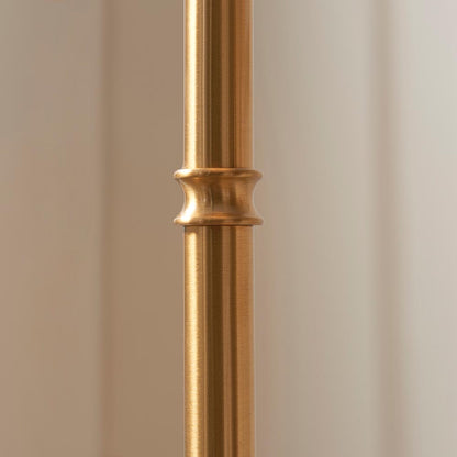 Burley Rechargeable And Ivy 25cm Vintage White Shade Floor Lamp In Brushed Aged Brass