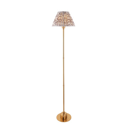 Burley Rechargeable And Ripple 30cm Pearl Grey Shade Floor Lamp In Brushed Aged Brass