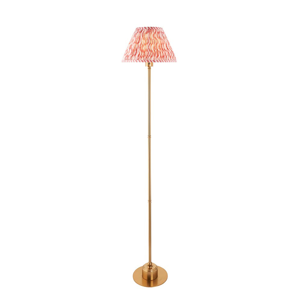 Burley Rechargeable And Ripple 30cm Coral Pink Shade Floor Lamp In Brushed Aged Brass