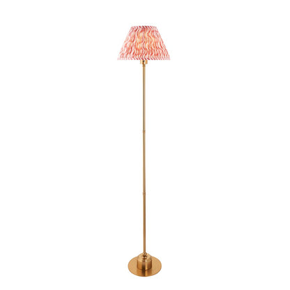 Burley Rechargeable And Ripple 30cm Coral Pink Shade Floor Lamp In Brushed Aged Brass