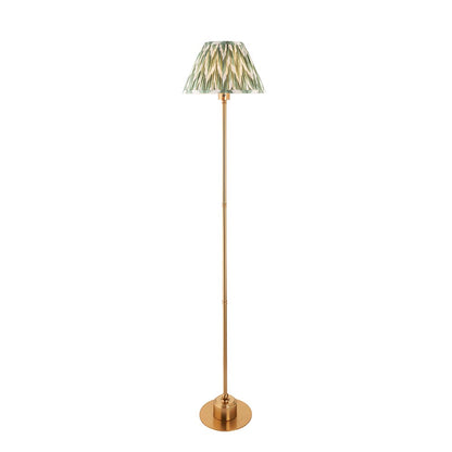 Burley Rechargeable And Zigzag 30cm Cotswold Green Shade Floor Lamp In Brushed Aged Brass