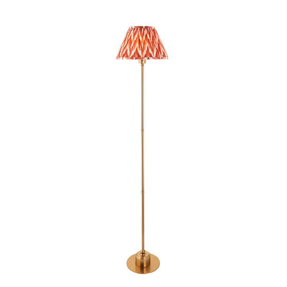Burley Rechargeable And Zigzag 30cm Apricot Orange Shade Floor Lamp In Brushed Aged Brass