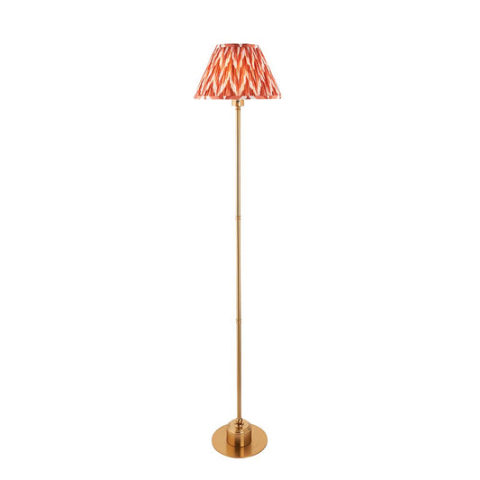 Burley Rechargeable And Zigzag 30cm Apricot Orange Shade Floor Lamp In Brushed Aged Brass
