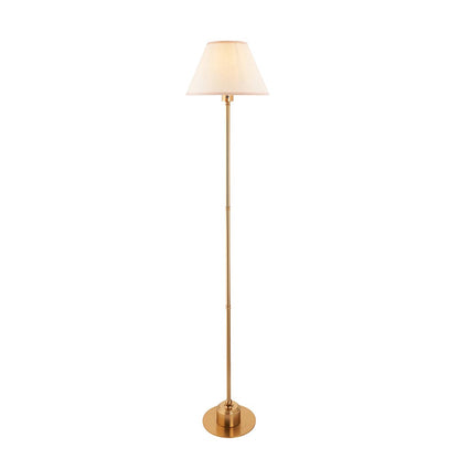 Burley Rechargeable And Ivy 30cm Vintage White Shade Floor Lamp In Brushed Aged Brass