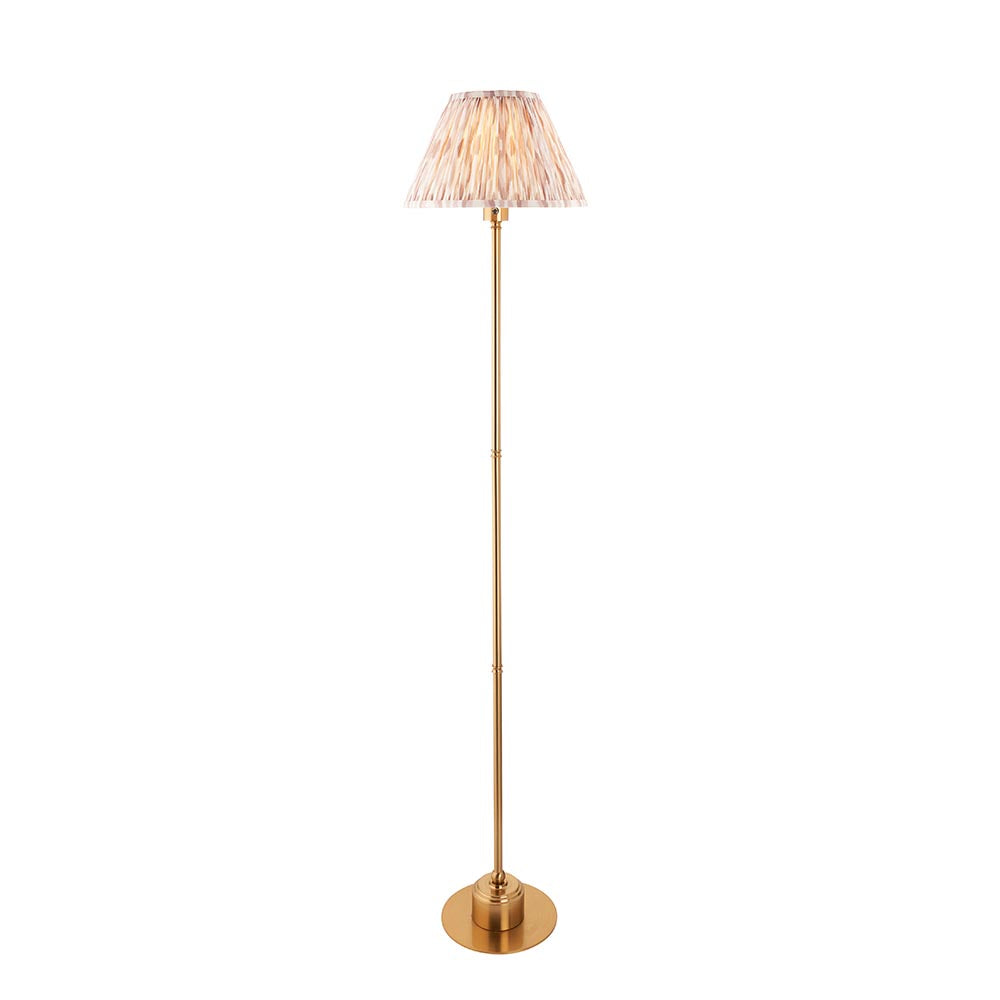 Burley Rechargeable And Ikat 30cm Neutral Shade Floor Lamp In Brushed Aged Brass