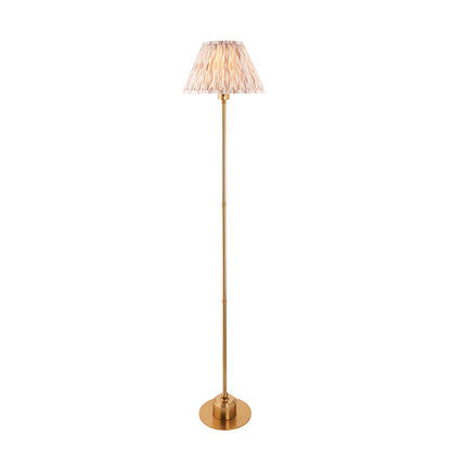Burley Rechargeable And Ikat 30cm Neutral Shade Floor Lamp In Brushed Aged Brass
