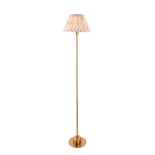 Burley Rechargeable And Ikat 30cm Neutral Shade Floor Lamp In Brushed Aged Brass