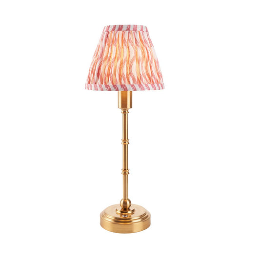 Burley Rechargeable And Ripple 16cm Coral Pink Shade Table Lamp In Brushed Aged Brass