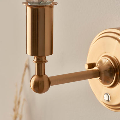 Burley Rechargeable And Ikat 16cm Neutral Shade Wall Light In Brushed Aged Brass