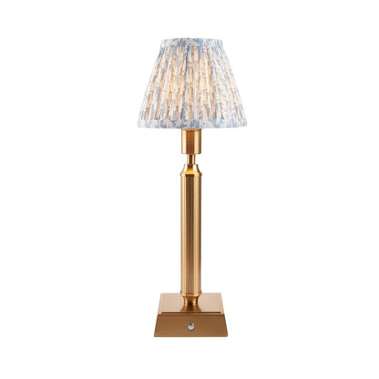 Trobridge Rechargeable And Leaf 16cm Shell Bay Blue Shade Table Lamp In Brushed Aged Brass