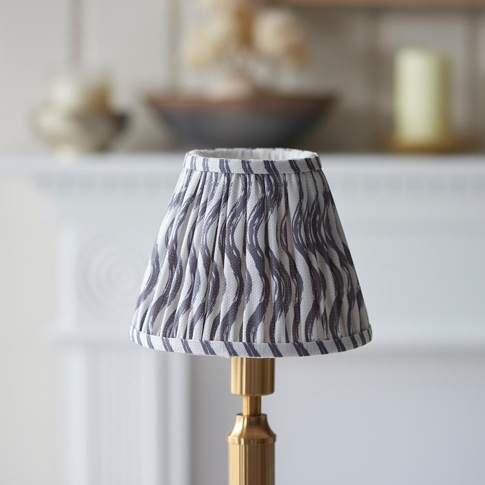 Trobridge Rechargeable And Ripple 16cm Pearl Grey Shade Table Lamp In Brushed Aged Brass