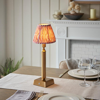 Trobridge Rechargeable And Ripple 16cm Coral Pink Shade Table Lamp In Brushed Aged Brass