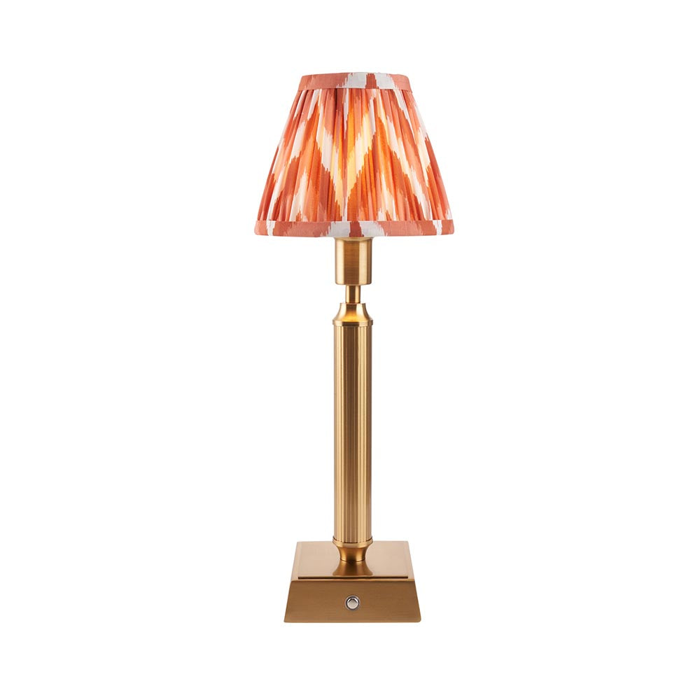 Trobridge Rechargeable And Zigzag 16cm Apricot Orange Shade Table Lamp In Brushed Aged Brass
