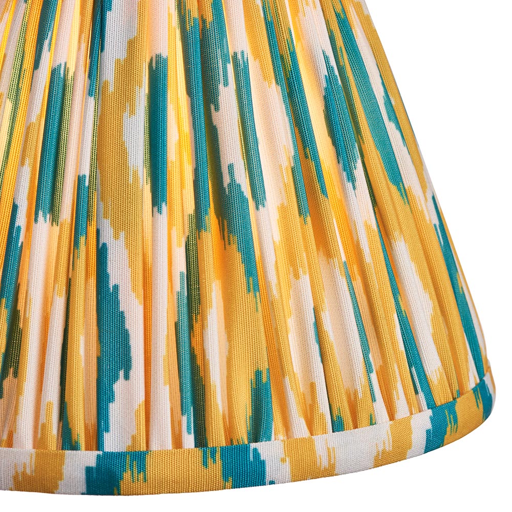 Trobridge Rechargeable And Ikat 16cm Yellow And Jade Shade Table Lamp In Brushed Aged Brass