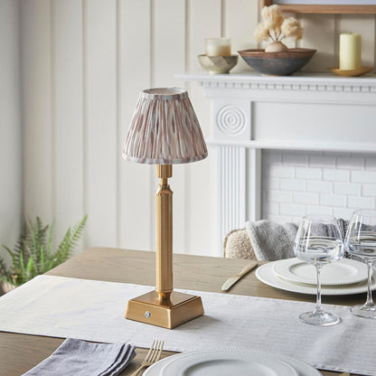 Trobridge Rechargeable And Ikat 16cm Neutral Shade Table Lamp In Brushed Aged Brass