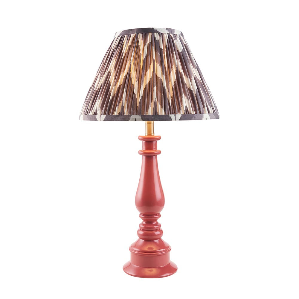 Myrtle And Zigzag 30cm Pearl Grey Shade Table Lamp With Gloss Pink Clay Base